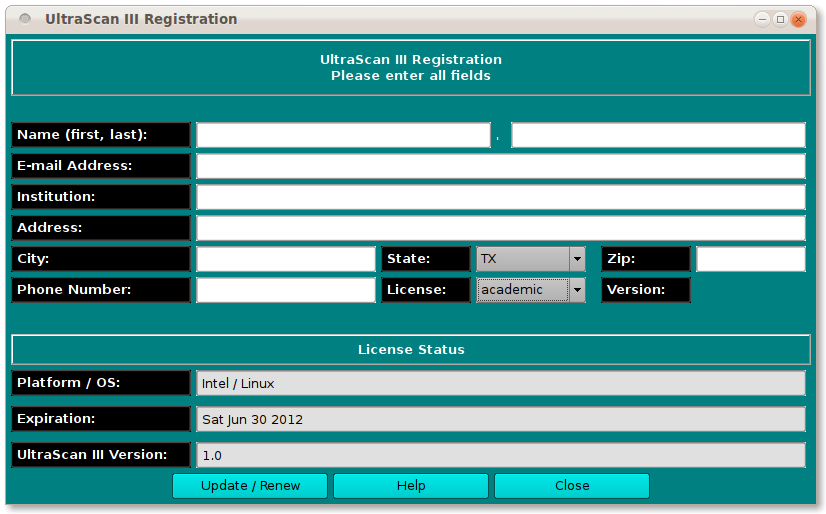 Registration Dialog